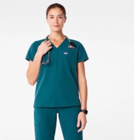 Figs Tops - Figs Carribean blue Catarina petite Women's V-Neck Scrub Top